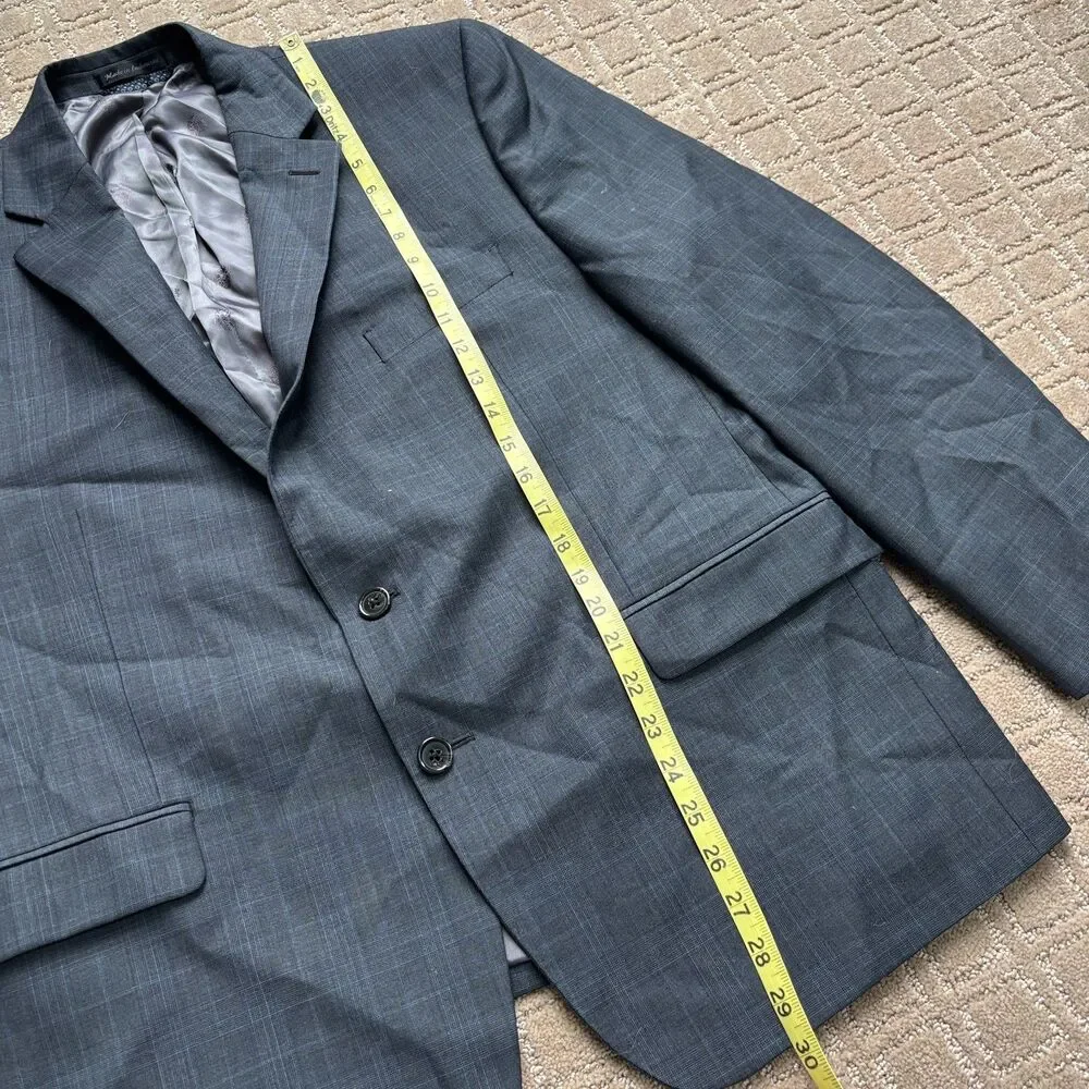 Ralph Lauren Wool Blazer Mens 44S Gray Plaid Formal Career Preppy Office Wedding